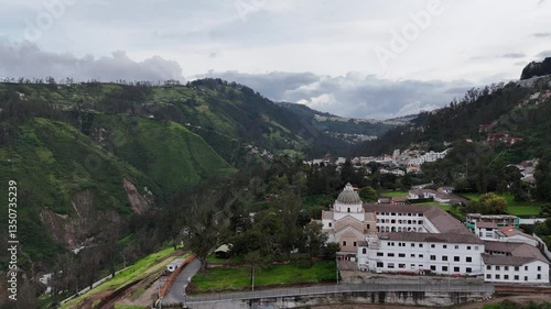 Aerial view of the city Quito in Ecuador at day light