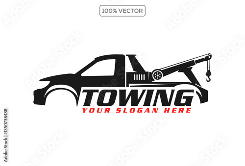 Car towing logo. vector stock illustration