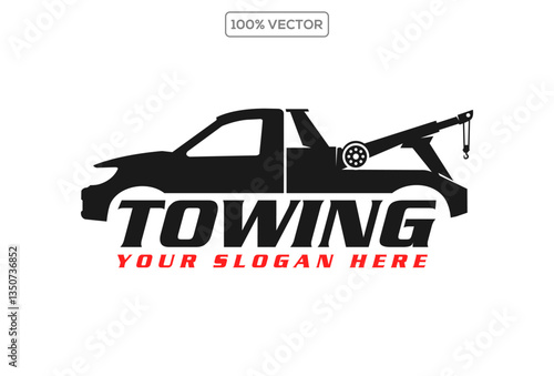 towing truck service logo design suitable for the automotive company