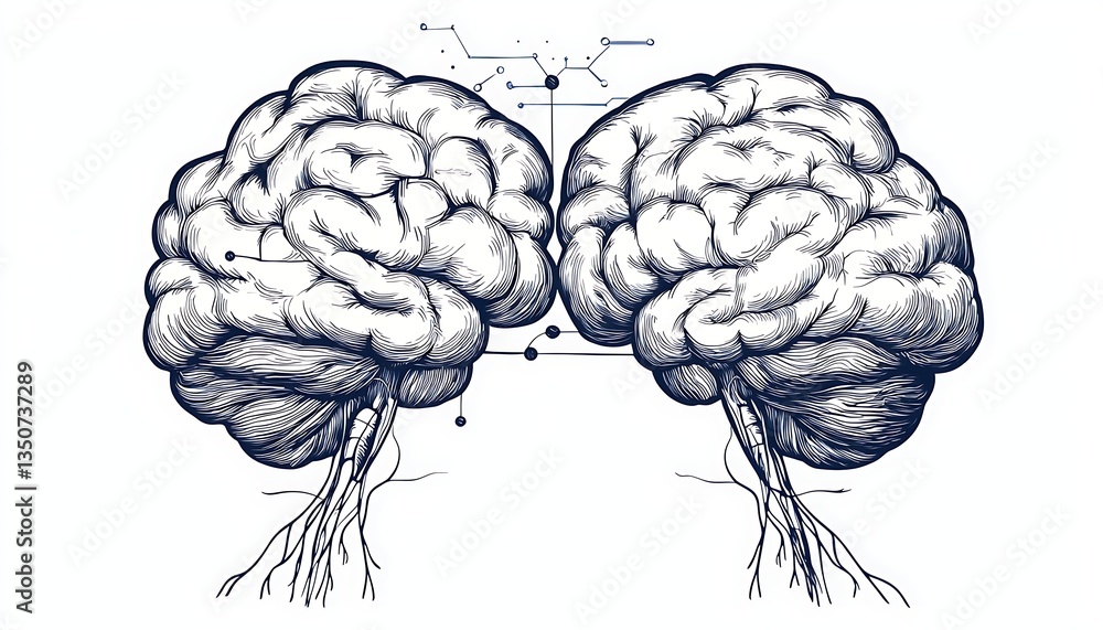 Fototapeta premium Two Brains Connected for Neural Network.