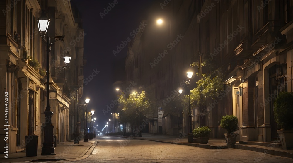 A street lamp is lit up in the night.generative.ai A street lamp is lit up in the night.generative.ai