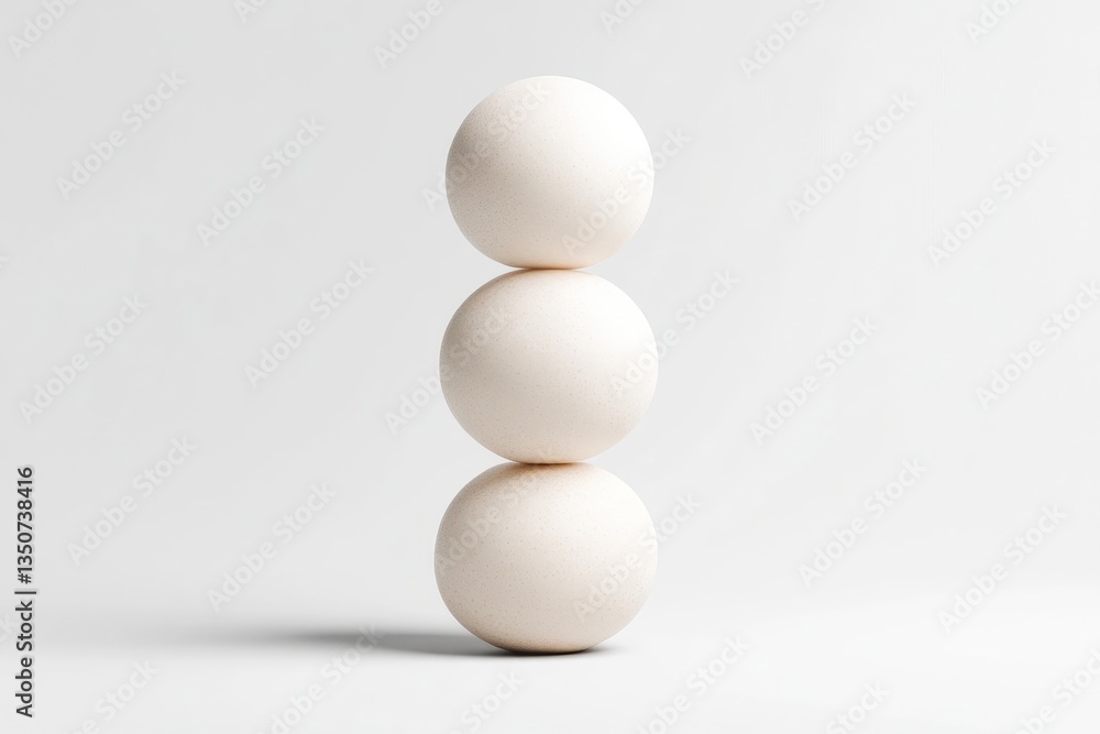 Three pale beige spheres stacked vertically Three pale beige spheres stacked vertically