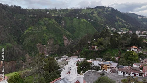 Aerial view of the city Quito in Ecuador at day light