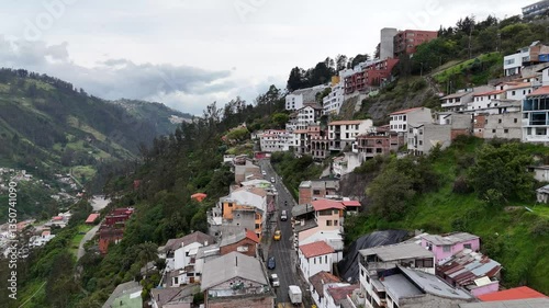 Aerial view of the city Quito in Ecuador at day light