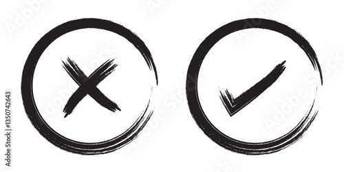 Check mark and Cross mark icon. Check box icon with right and wrong buttons and yes or no checkmark icons. Variety Colorful Design icon. Vector illustration. 