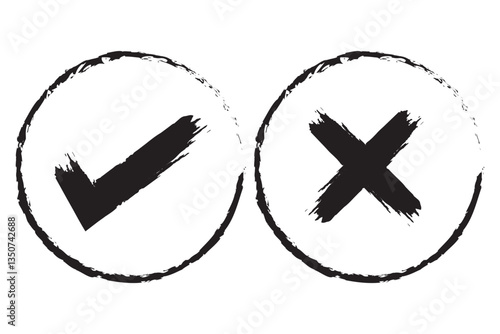 Check mark and Cross mark icon. Check box icon with right and wrong buttons and yes or no checkmark icons. Variety Colorful Design icon. Vector illustration. 