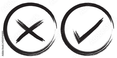Check mark and Cross mark icon. Check box icon with right and wrong buttons and yes or no checkmark icons. Variety Colorful Design icon. Vector illustration. 