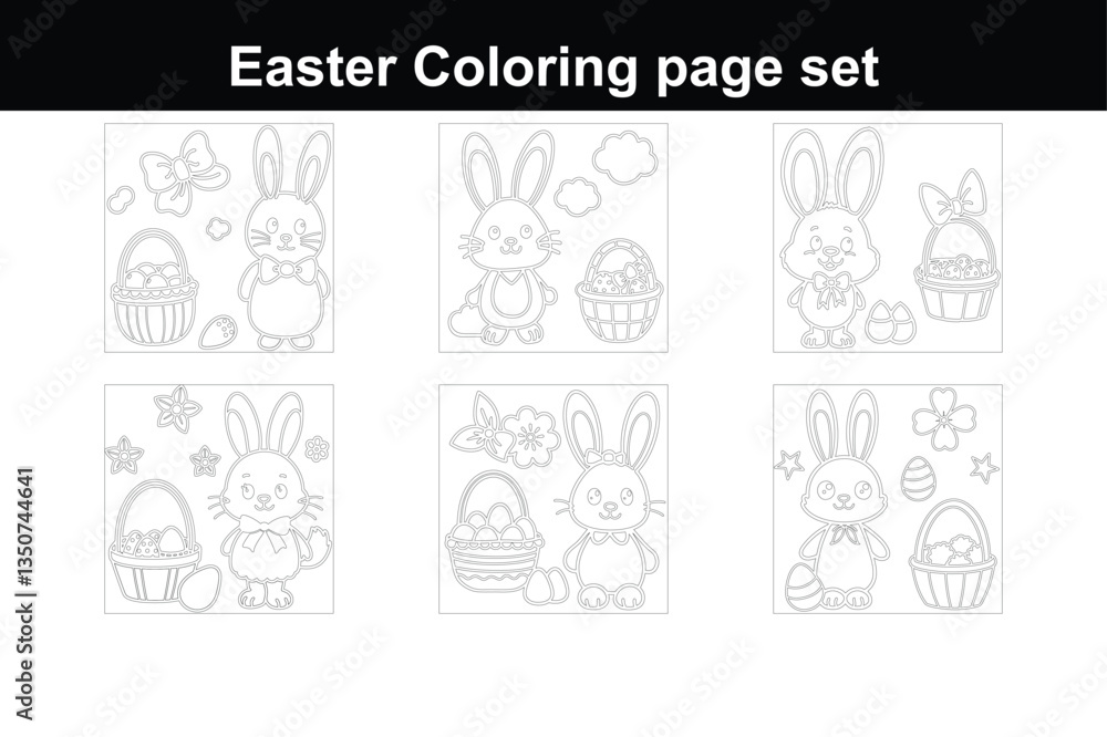 Bunny and Egg Coloring Pages Easter Holiday Line Art in Black and White Bunny and Egg Coloring Pages Easter Holiday Line Art in Black and White