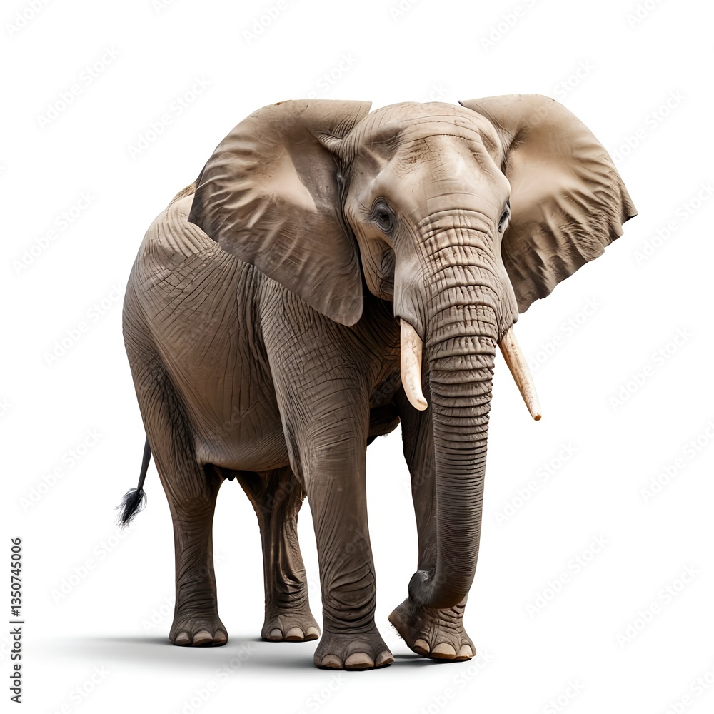 Obraz premium Majestic African Elephant on White Background