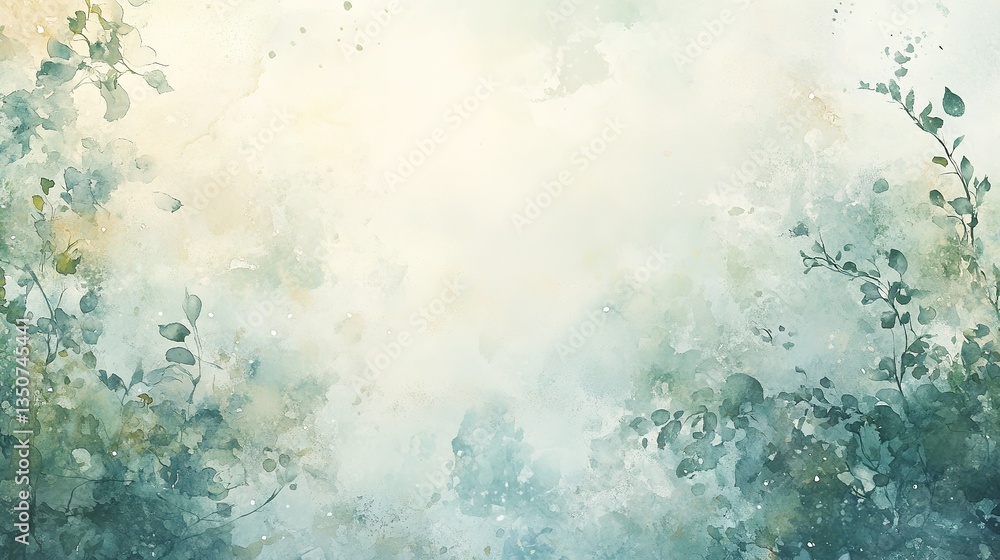 Obraz premium Soft Green Watercolor Floral Background