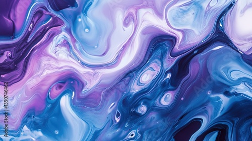Abstract Fluid Art,  Swirling Purple and Blue Paint