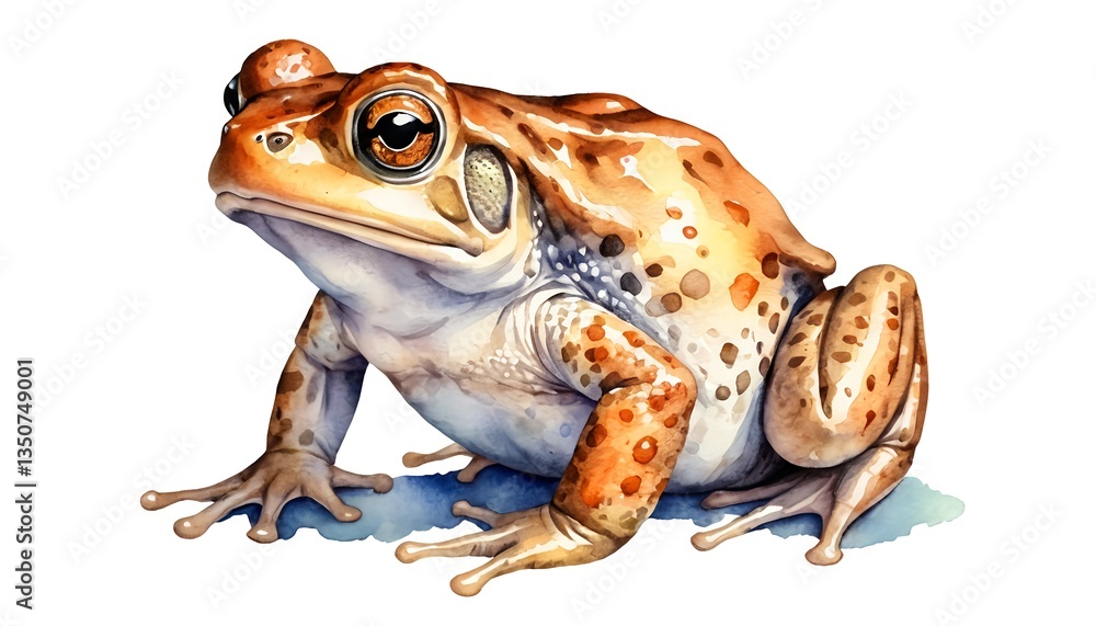 Fototapeta premium Watercolor Painting of a Brown Toad