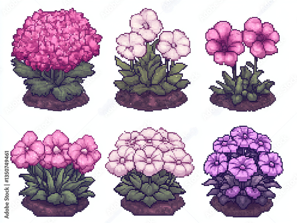 Pixel Art Collection of Vibrant Flowers Pixel Art Collection of Vibrant Flowers