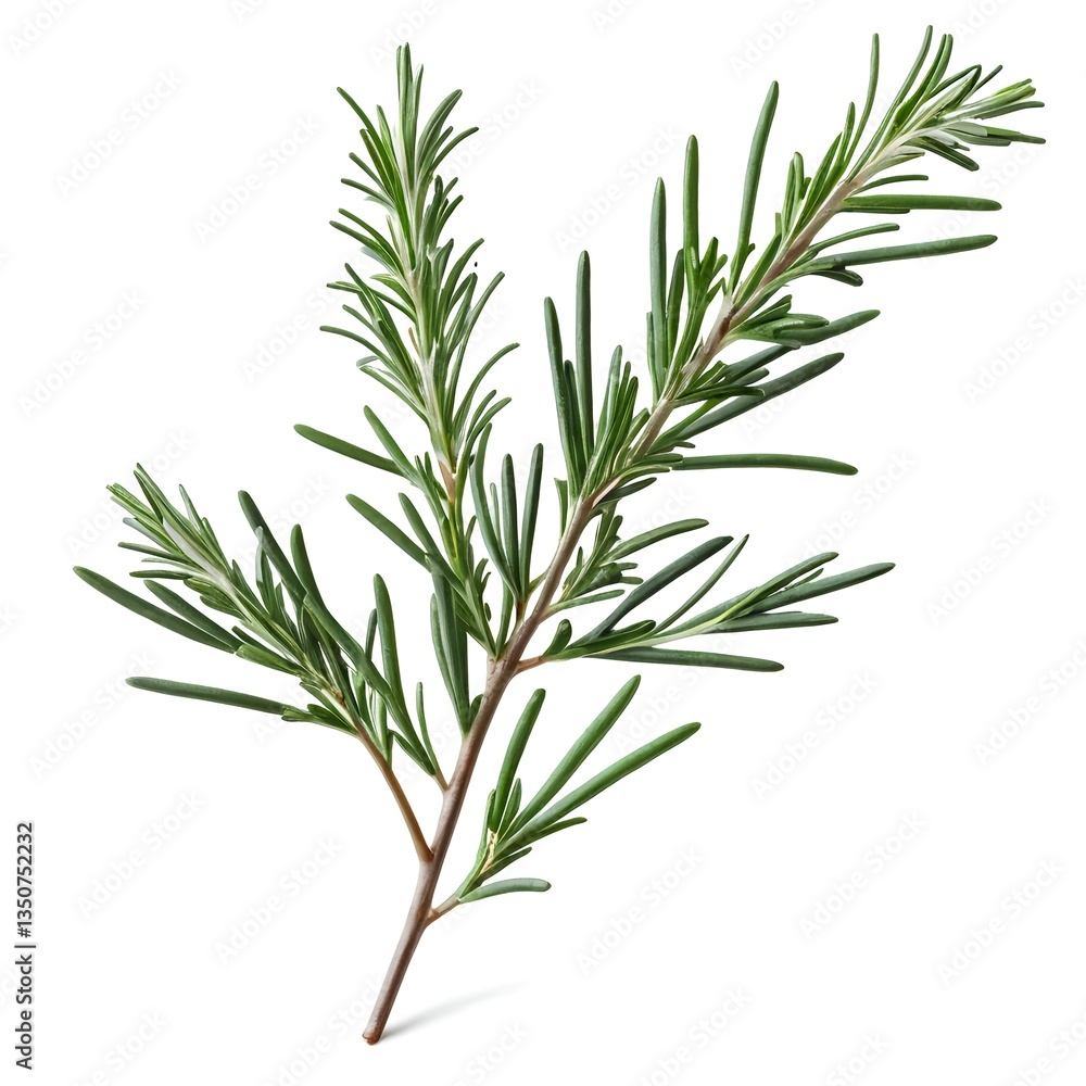 Obraz premium Here's a suggested and keywords for your rosemary sprig stock photoFresh Rosemary Sprig Isolated on White