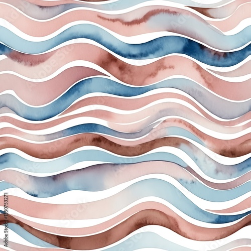 Abstract Watercolor Waves Seamless Pattern