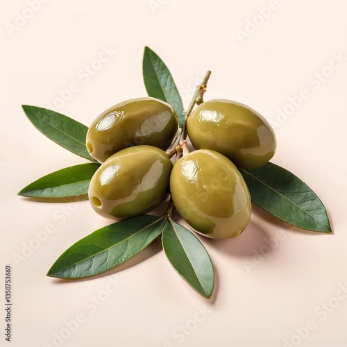 Green Olives with Leaves