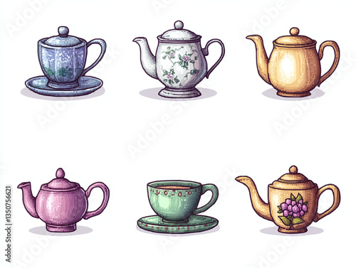Charming Tea Set Illustrations