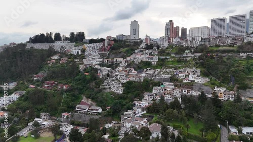 Aerial view of the city Quito in Ecuador at day light