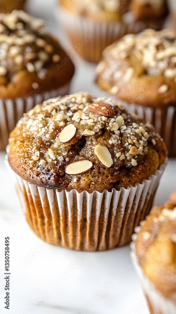 Delicious Almond Topped Muffins Close Up Photography Delicious Almond Topped Muffins Close Up Photography