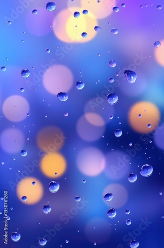 Wallpaper Mural Dreamy Raindrops and Bokeh: An artistic macro shot of water droplets clinging to a surface, with a soft, blurred bokeh effect creating a magical backdrop of lights and colors. Torontodigital.ca