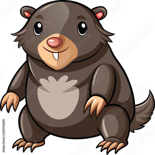 Funny Garden Mole Vector Illustration Available on EPS File