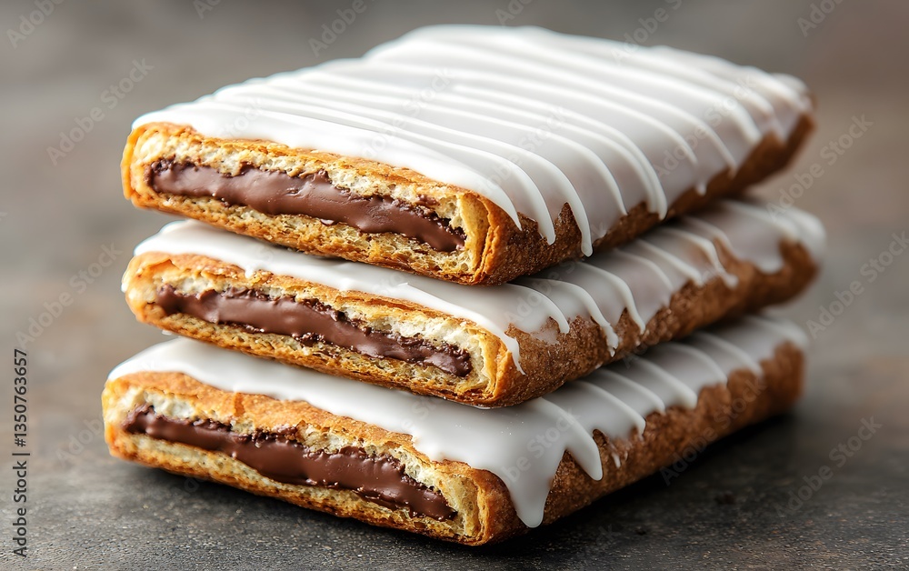 Delicious Chocolate Hazelnut Pastry Stack with White Icing Delicious Chocolate Hazelnut Pastry Stack with White Icing