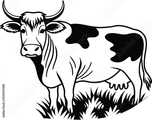 cow in the field, cow vector design
