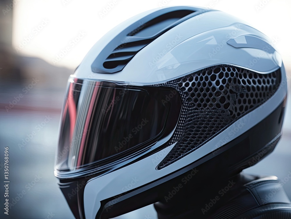 White Motorcycle Helmet for Urban Setting. White Motorcycle Helmet for Urban Setting.