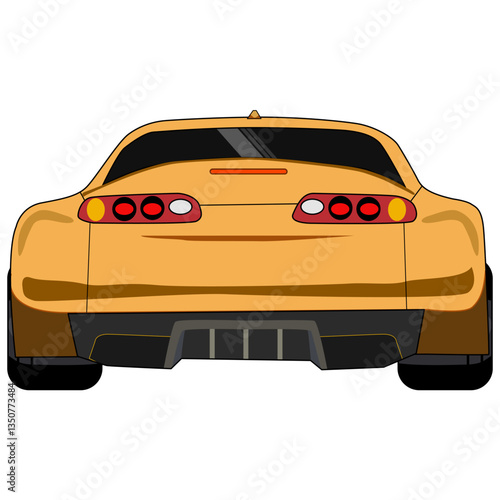 A rear view of a Cartoon japan tuned car. Vector illustration