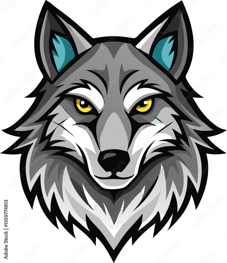 Fototapeta premium Alpha Wolf Head Vector with Intense Stare Available on EPS File