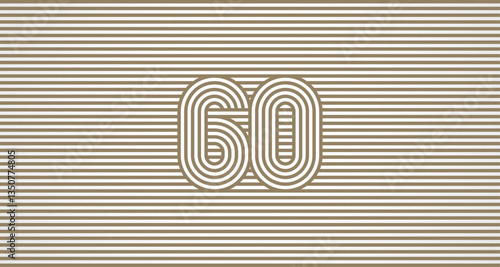 Number 60 logo design Inspiration. Number 60 logo multi line style that blends into the line background.  flat design logo template. vector illustration