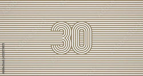 Number 30 logo design Inspiration. Number 30 logo multi line style that blends into the line background. flat design logo template. vector illustration