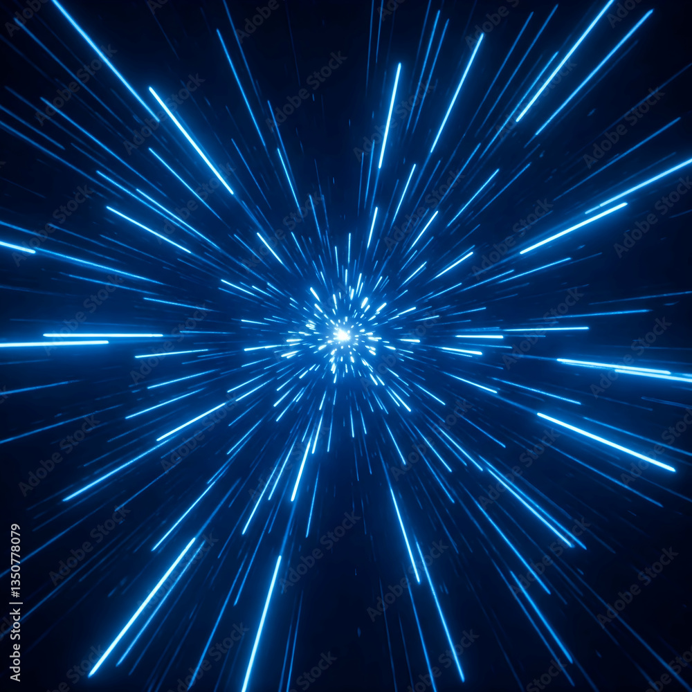 Naklejka premium A mesmerizing sci-fi light burst, with countless glowing streaks of energy converging toward a bright focal point