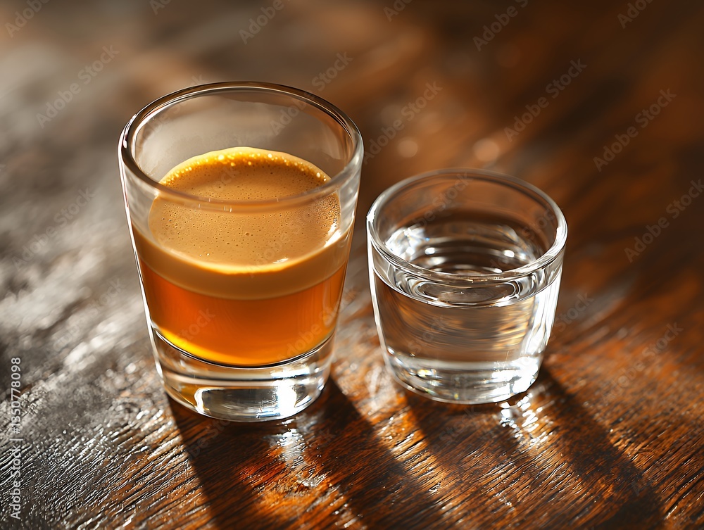 Whiskey Glasses on Wooden Table Whiskey Glasses on Wooden Table