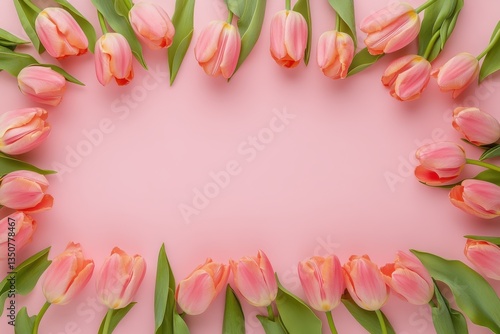Wallpaper Mural Tulip Flower Arrangement on Pink, Feminine Floral Design Torontodigital.ca