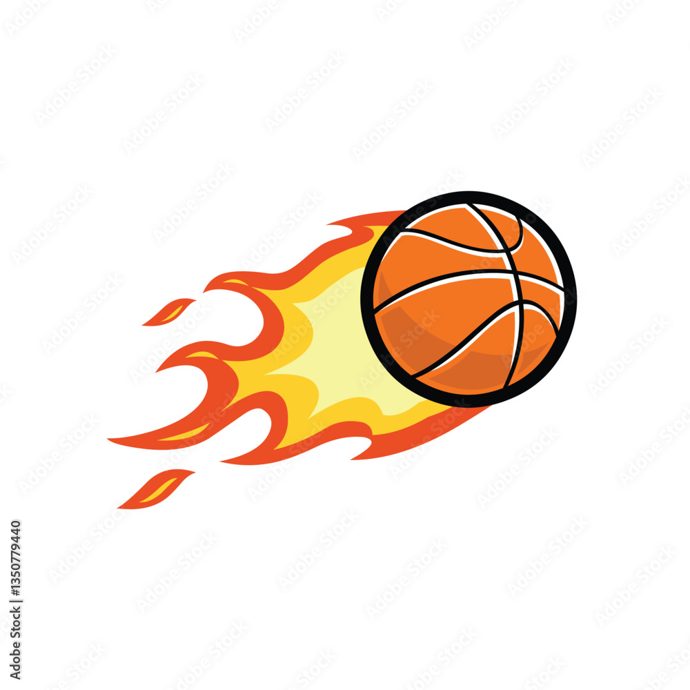 Fototapeta premium Basketball On Fire Flying Vector Isolated EPS