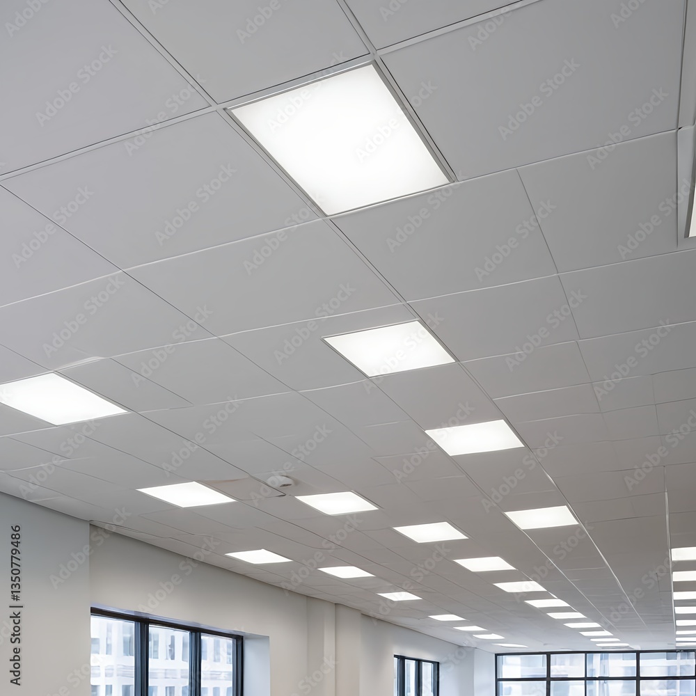 Obraz premium Modern Office Ceiling with Recessed Lighting
