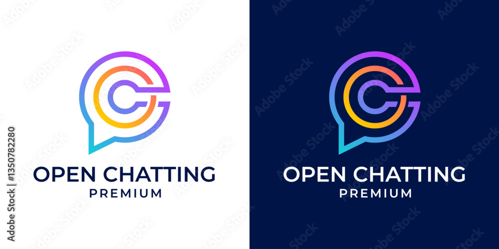Letter C logo design with chat vector illustration symbol. Initial letter C chat logo design vector template. Business, company, community, discussion, conversation, online, letter O C logo. Letter C logo design with chat vector illustration symbol. Initial letter C chat logo design vector template. Business, company, community, discussion, conversation, online, letter O C logo.