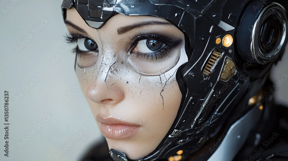 Futuristic Cybernetic Android Makeup Concept with Striking Metallic Accents Futuristic Cybernetic Android Makeup Concept with Striking Metallic Accents