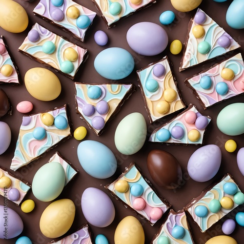 Wallpaper Mural Easter Chocolate Bark with Pastel Eggs Torontodigital.ca