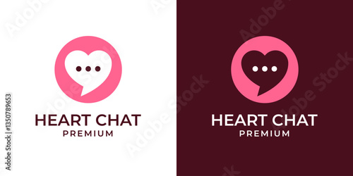 Love icon chat logo design vector. Love logo with bubble chat icon illustration. Heart love icon with speech bubble logo design illustration.