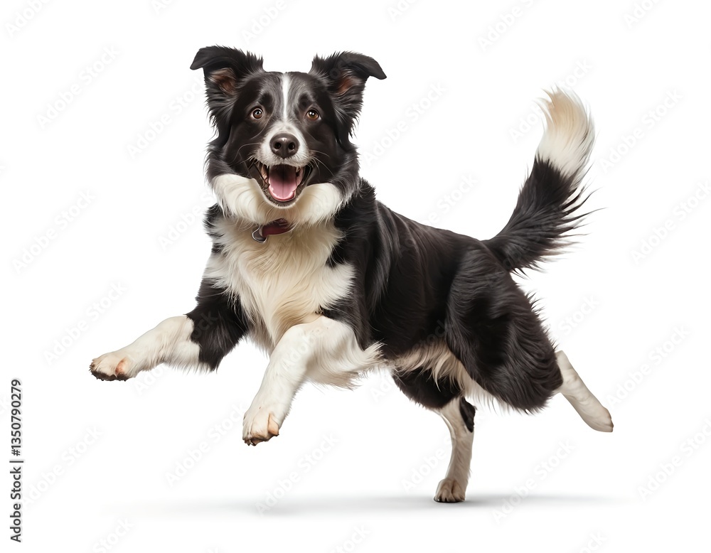 Happy Border Collie Dog Jumping Happy Border Collie Dog Jumping