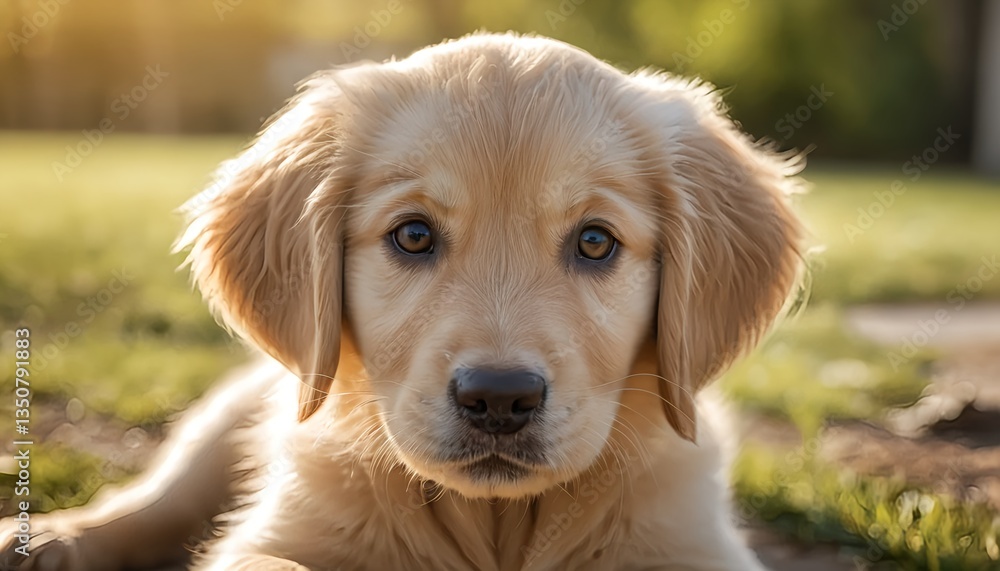 Adorable Golden Retriever Puppy in Golden Hour Adorable Golden Retriever Puppy in Golden Hour