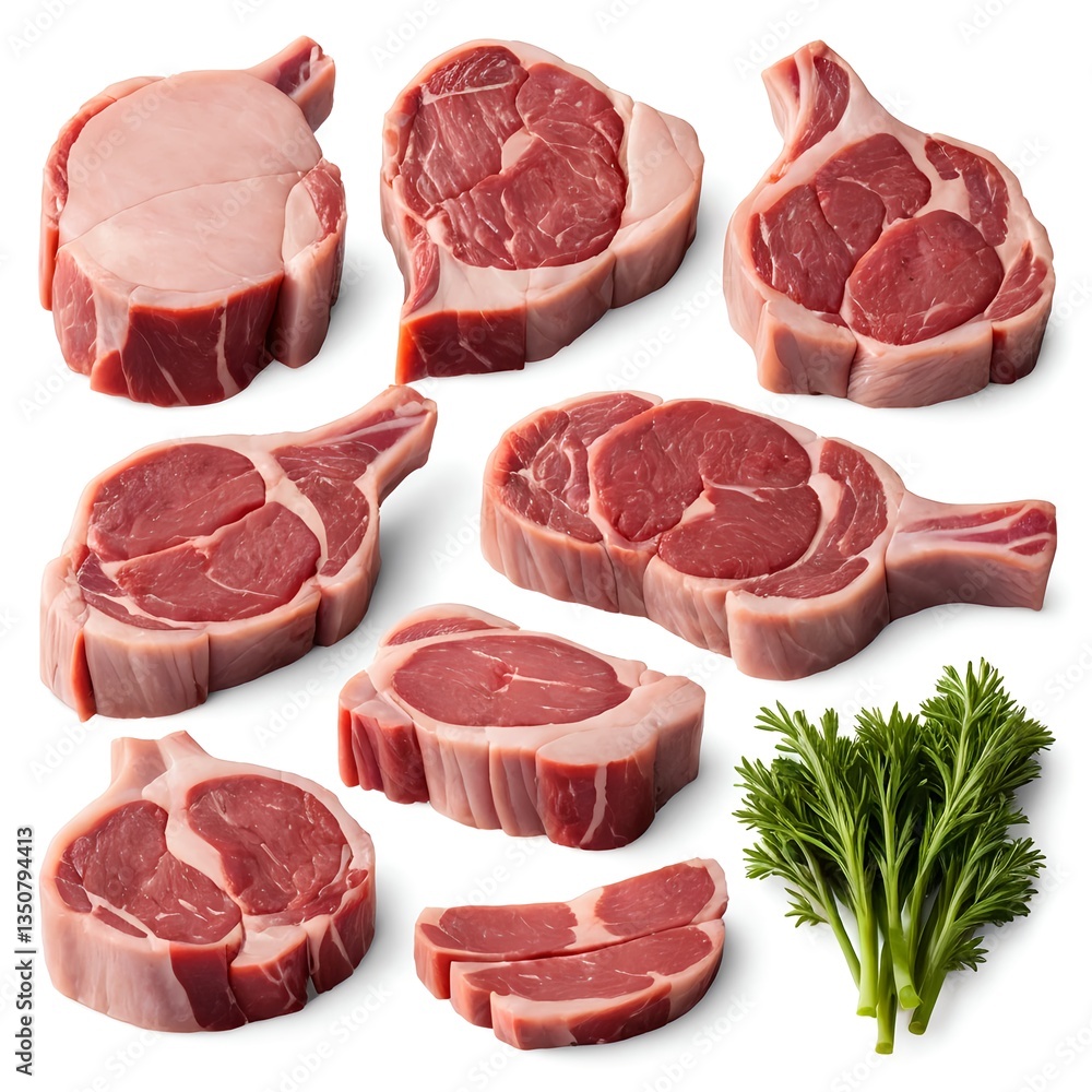 Raw Lamb Chops and Herbs Raw Lamb Chops and Herbs