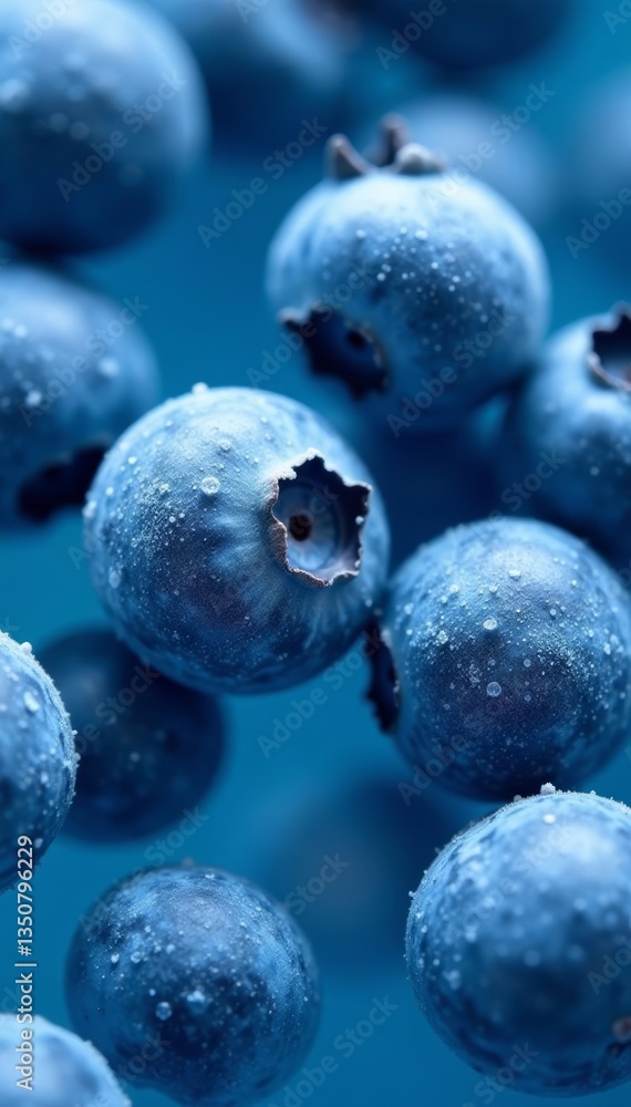 custom made wallpaper toronto digitalClose-up of frosted blueberries floating in a clear blue liquid, ripe, close-up, food photography
