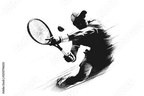  Generative AI: Male Tennis Player (Vector Pen Drawing)