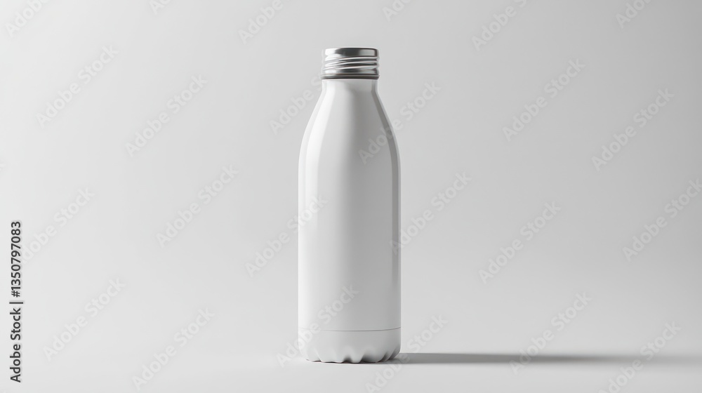 White insulated bottle mockup on white background. White insulated bottle mockup on white background.
