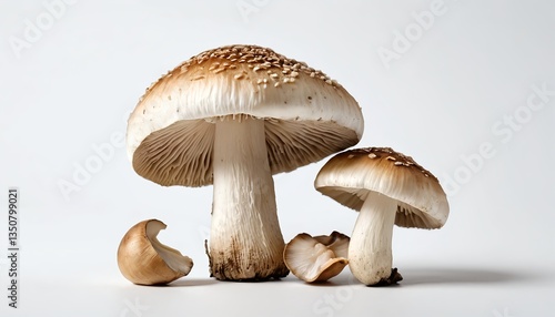 Three Mushrooms on White Background