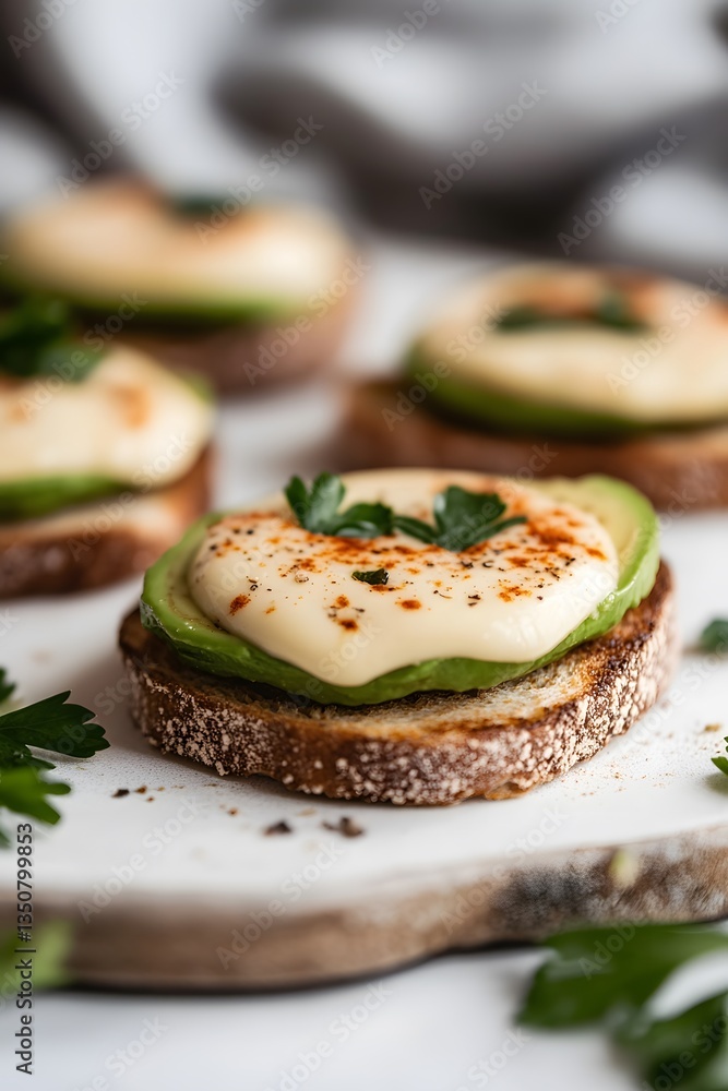 Delicious Avocado Toast with Creamy Cheese and Spices Delicious Avocado Toast with Creamy Cheese and Spices