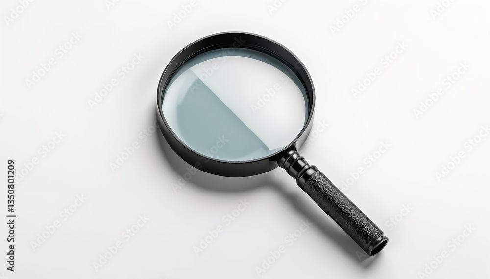 Black Magnifying Glass on White Background Black Magnifying Glass on White Background